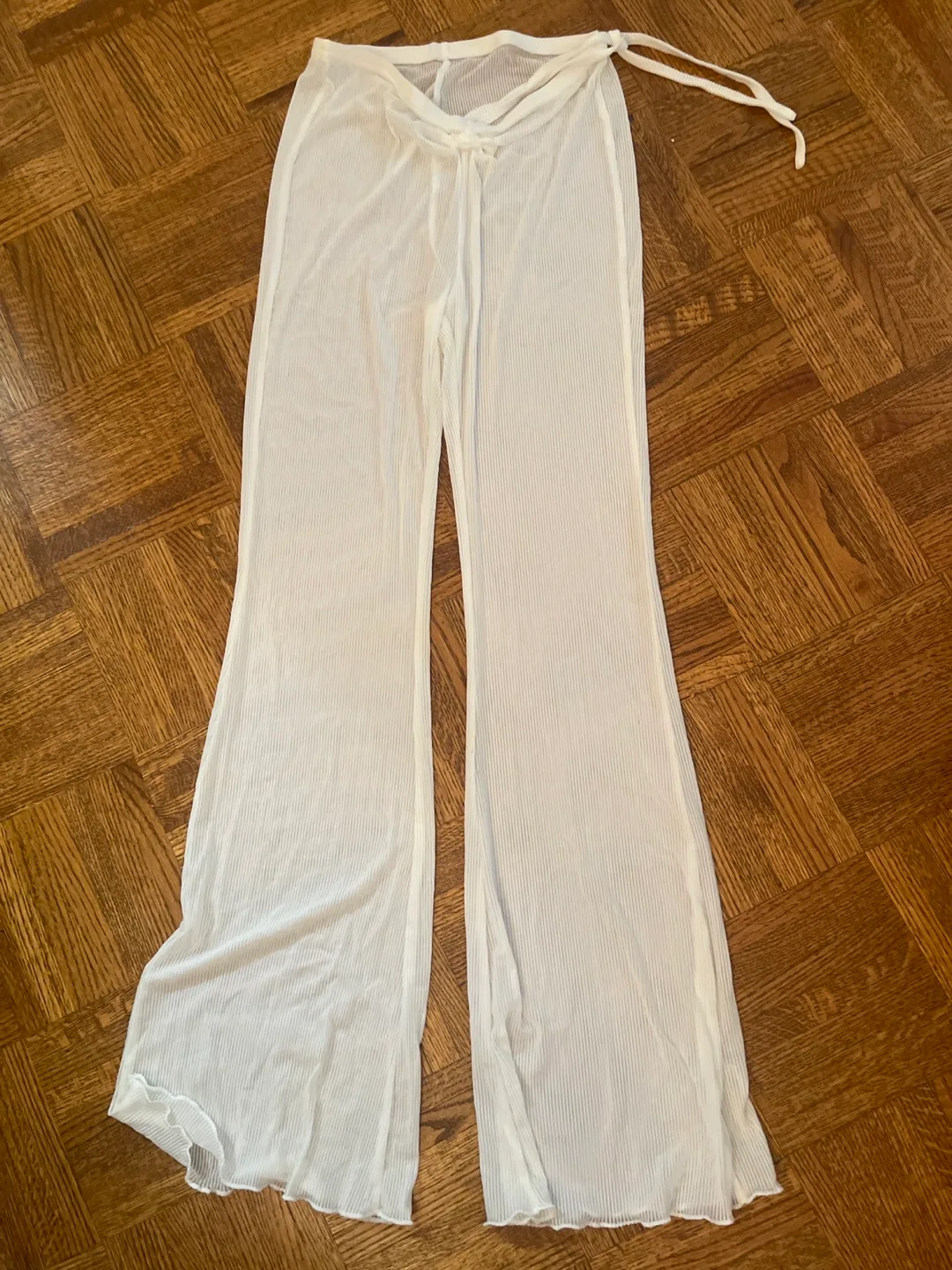 Swimwear White Knit Flare Pants thumbnail