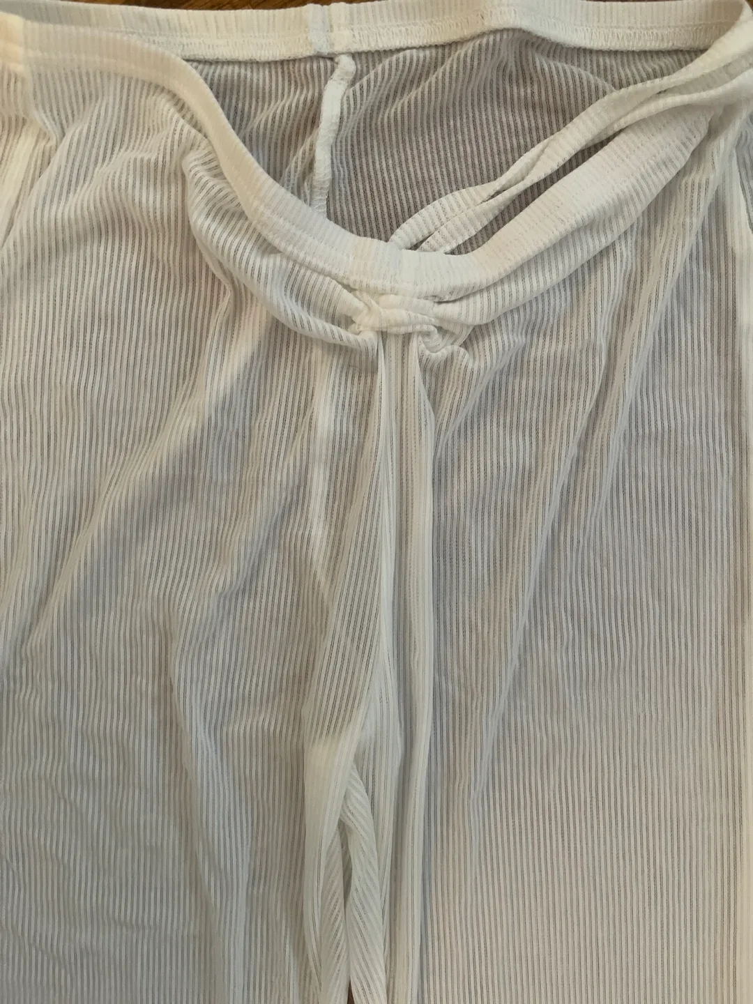 Swimwear White Knit Flare Pants image indicator(2)