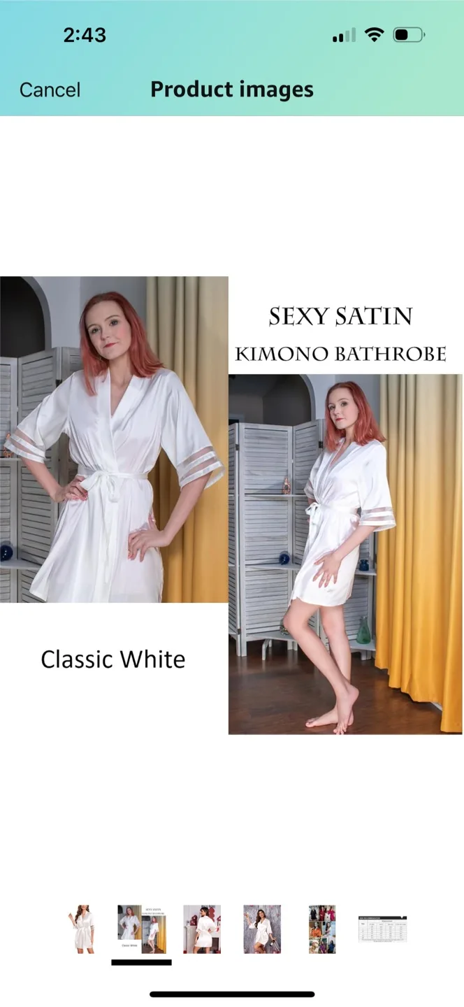 White Satin Kimono robe image indicator(2)