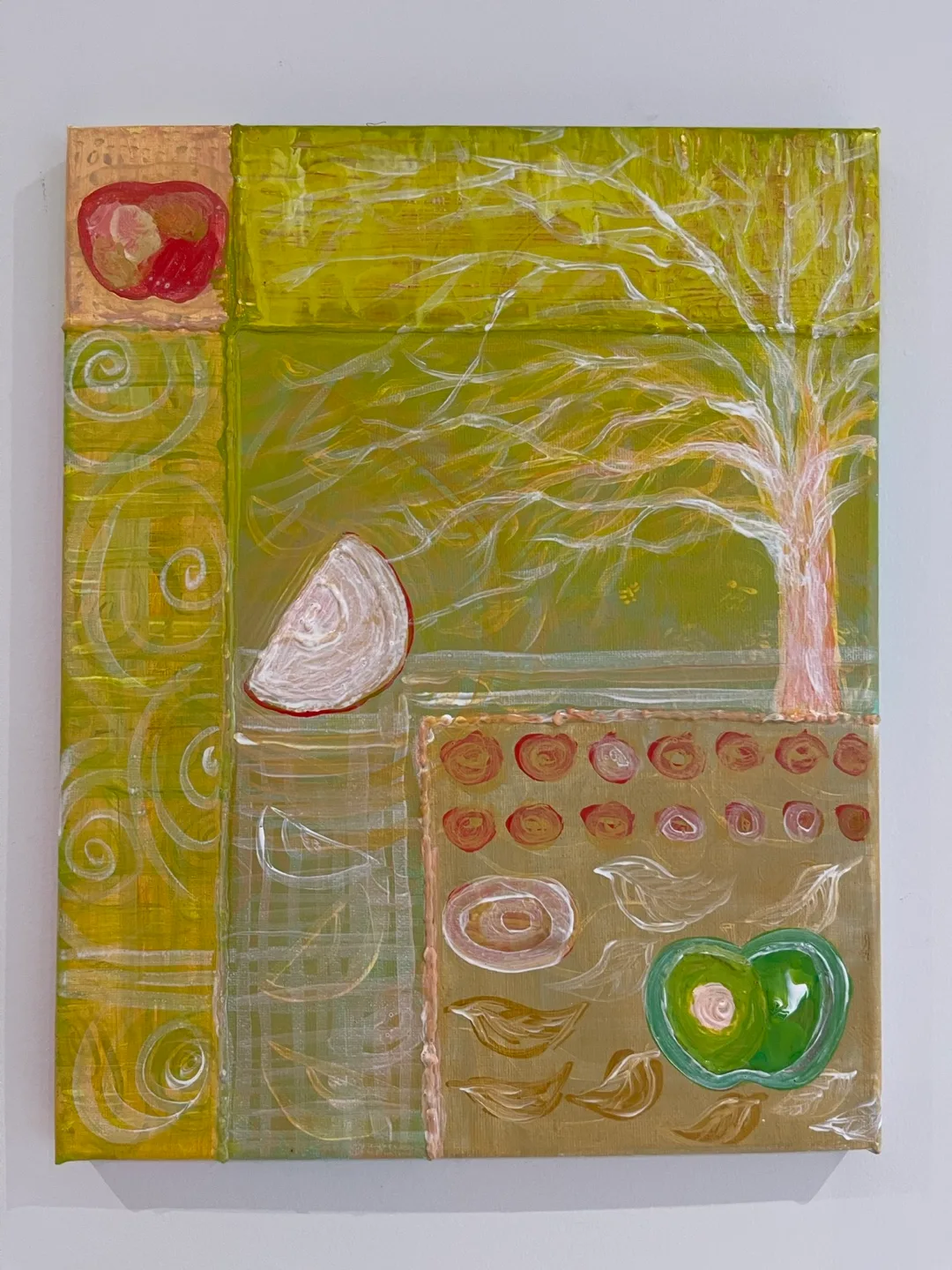 Original Acrylic Painting, Abstract Fruits and Tree thumbnail