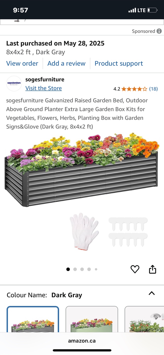 Dark Grey Raised Garden Bed