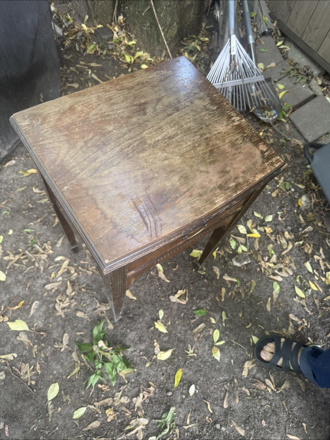 Antique Side Table with Drawer - photo 2