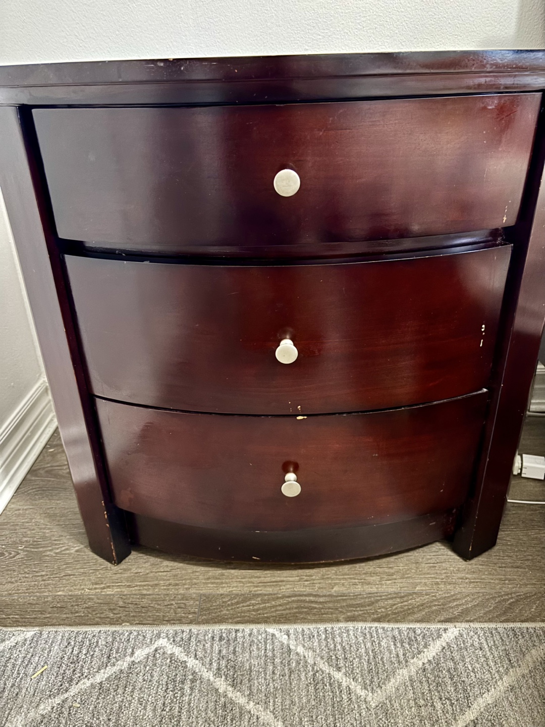 2 Dark Brown Heavy Wood Nightstand