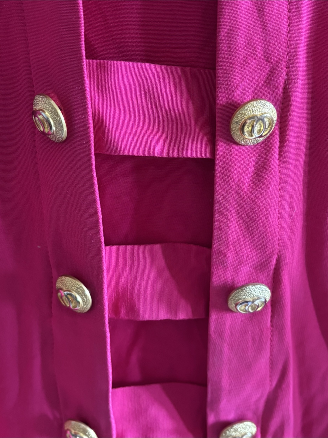 Vintage Fuchsia Dress with Gold Buttons - photo 3