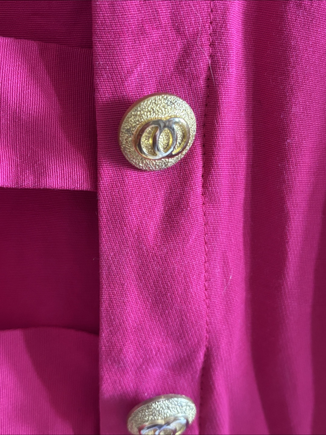 Vintage Fuchsia Dress with Gold Buttons - photo 2