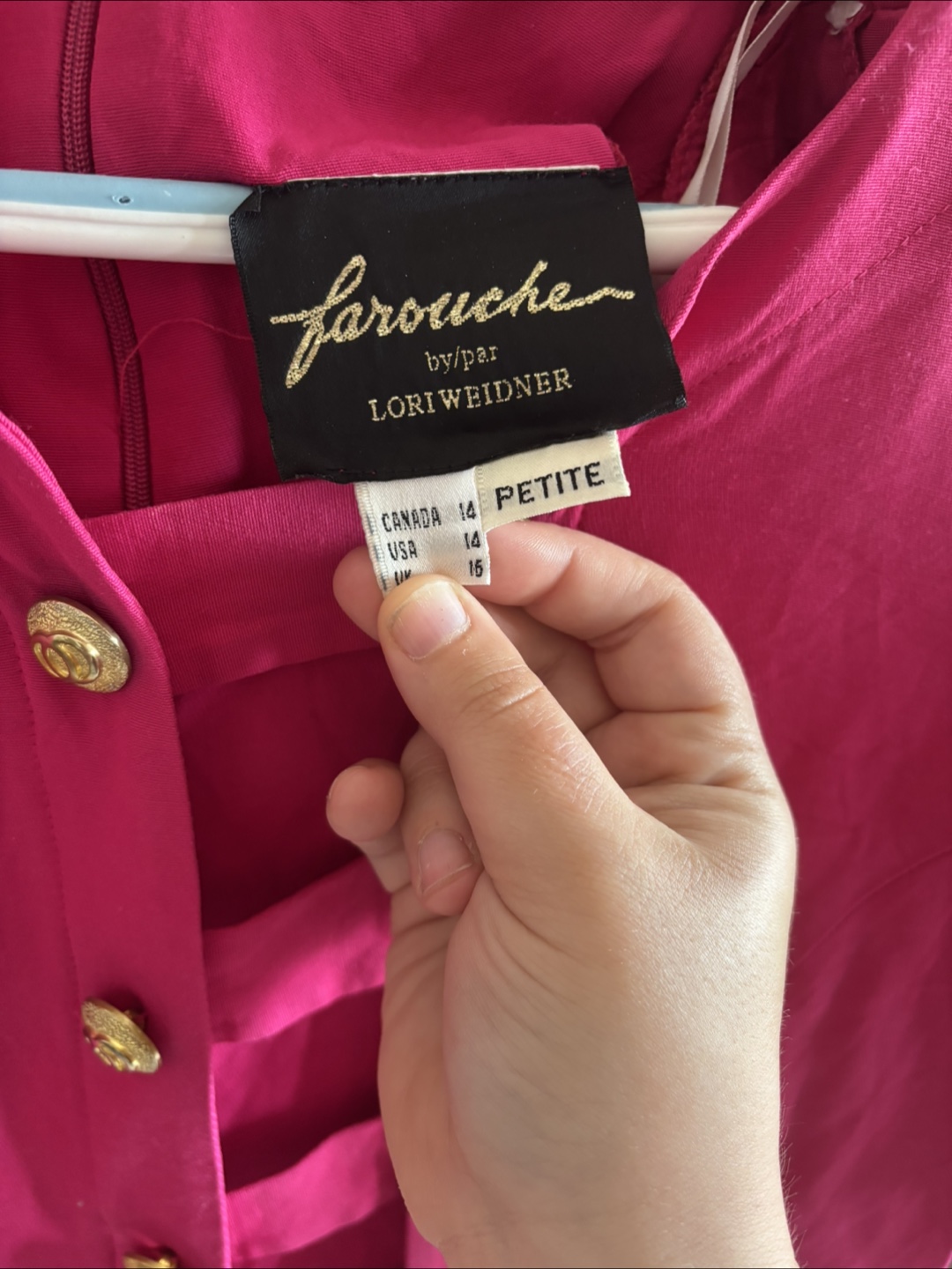 Vintage Fuchsia Dress with Gold Buttons - photo 5