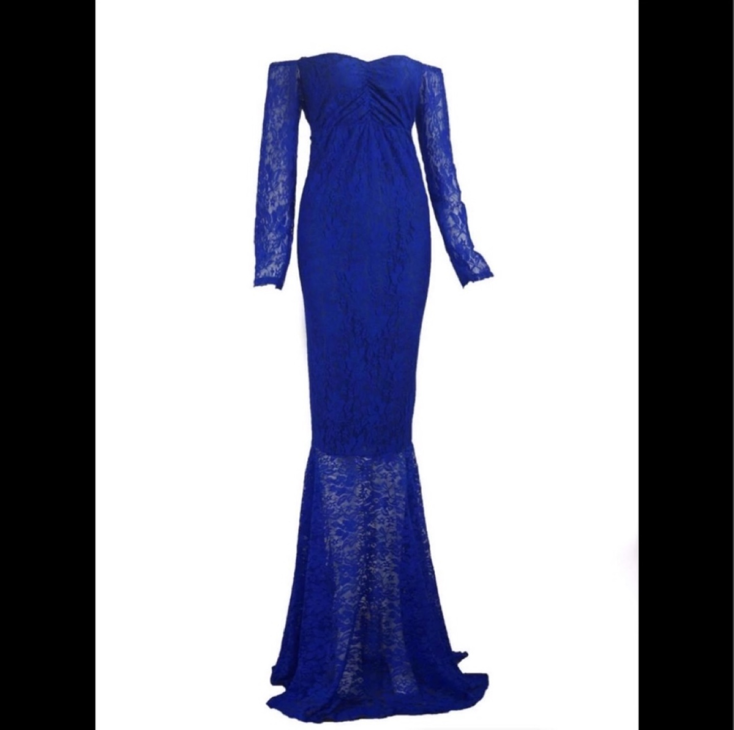 Blue Lace Off-Shoulder Maxi Dress maternity - photo 2