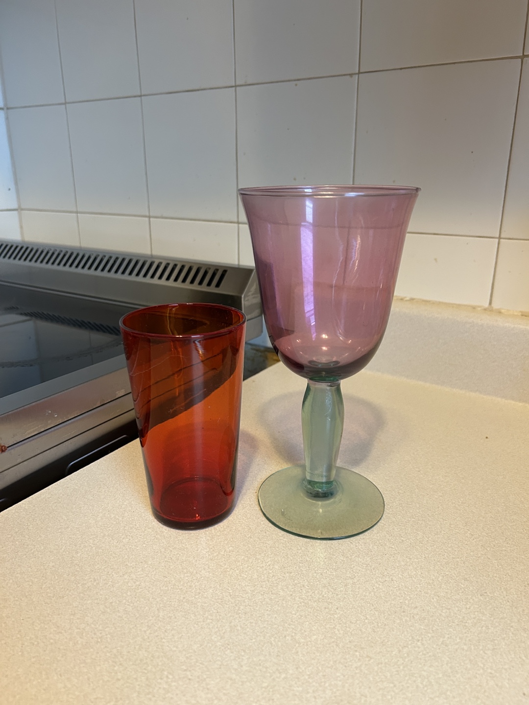 Vintage Purple and Green Wine Glasses - photo 4