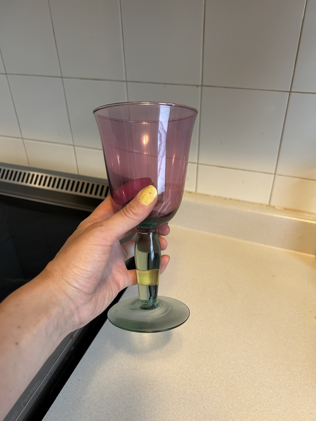 Vintage Purple and Green Wine Glasses - photo 3