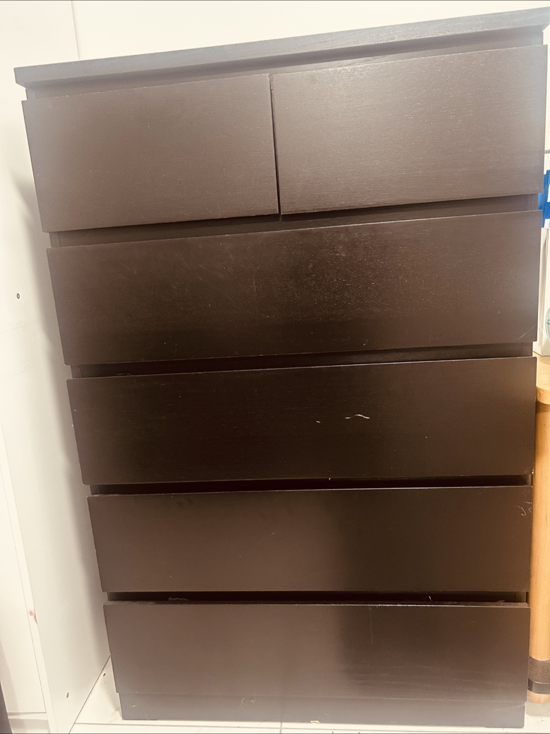 Dark Brown Dresser with 6 Drawers
