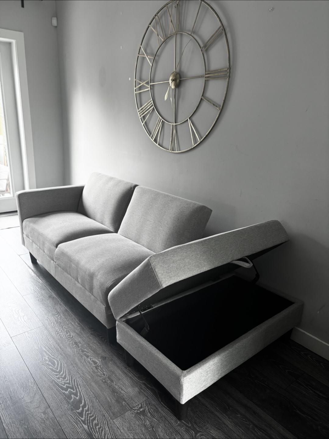 Beautiful Light Grey Futon with Storage // Free Delivery - photo 3