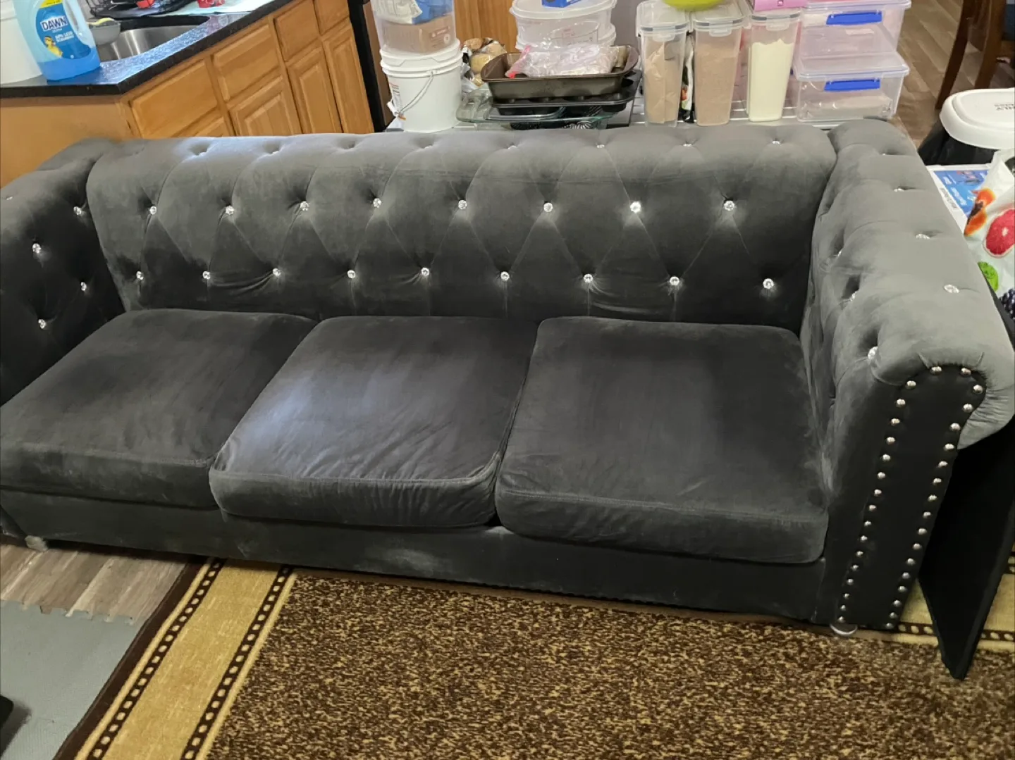 Gray Button-Tufted Sofa image indicator(2)