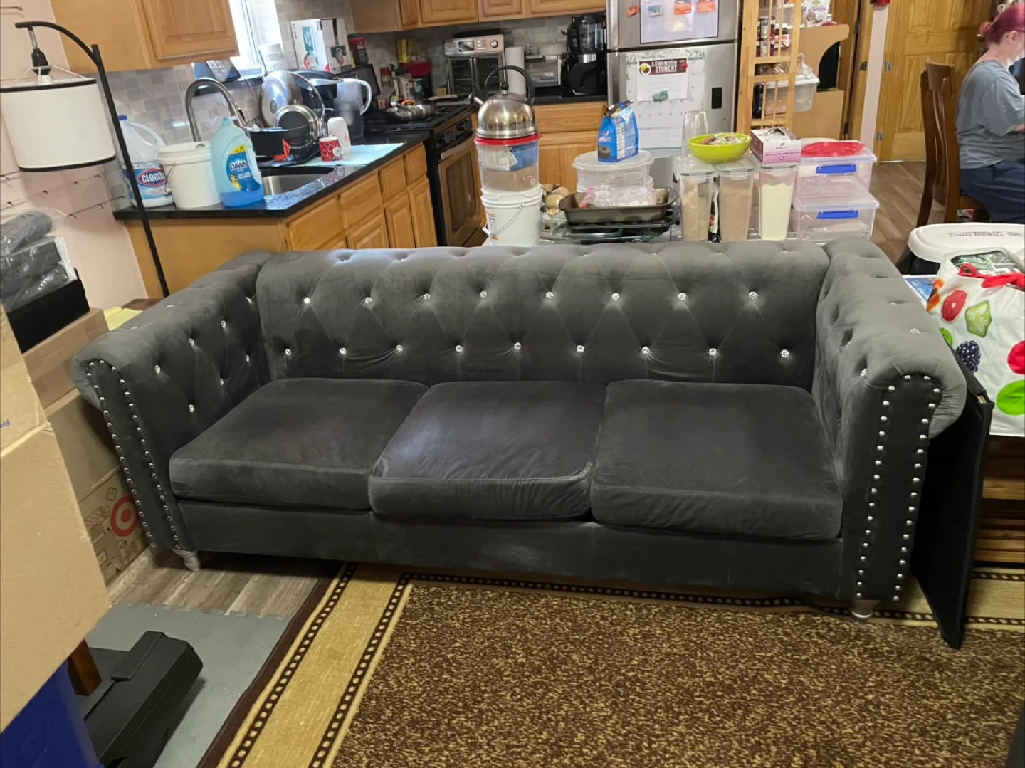 Gray Button-Tufted Sofa image indicator(6)