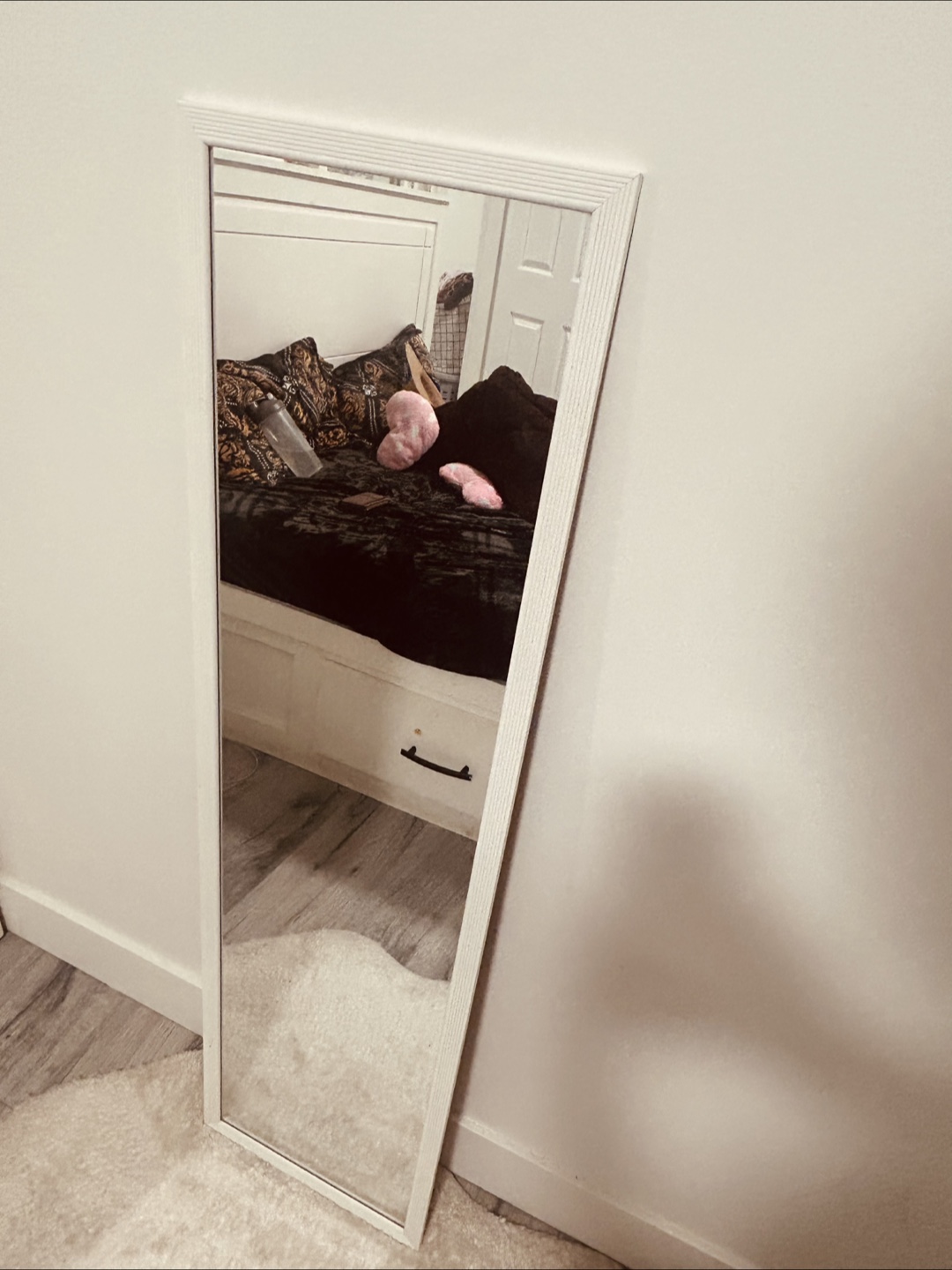 White framed mirror