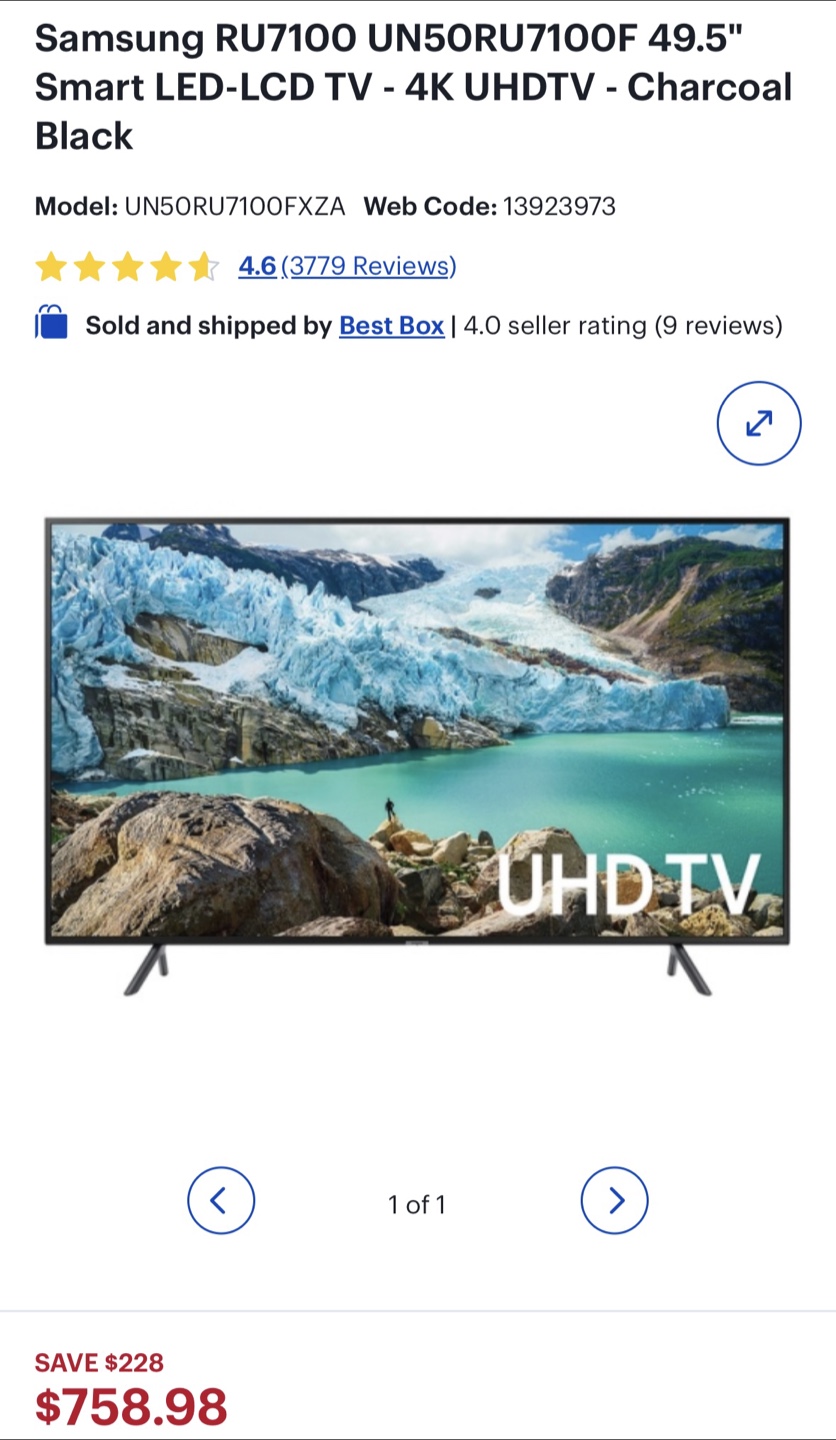 Samsung 49.5" TV and Easel Stand - photo 2