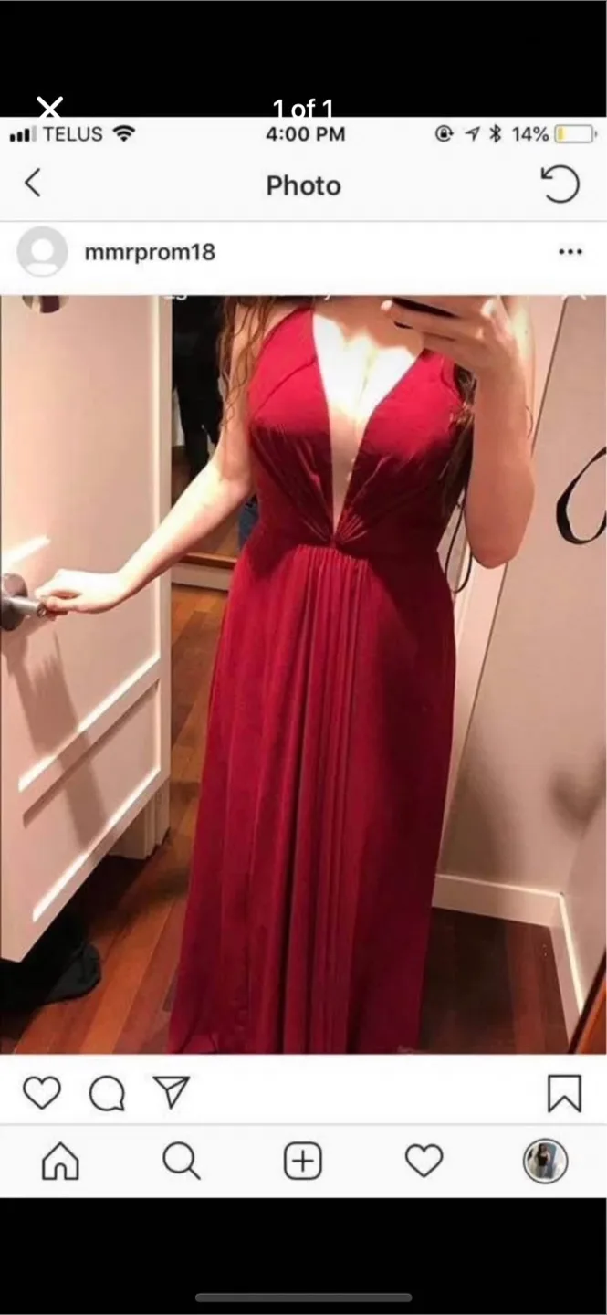 Burgundy halter dress thumbnail