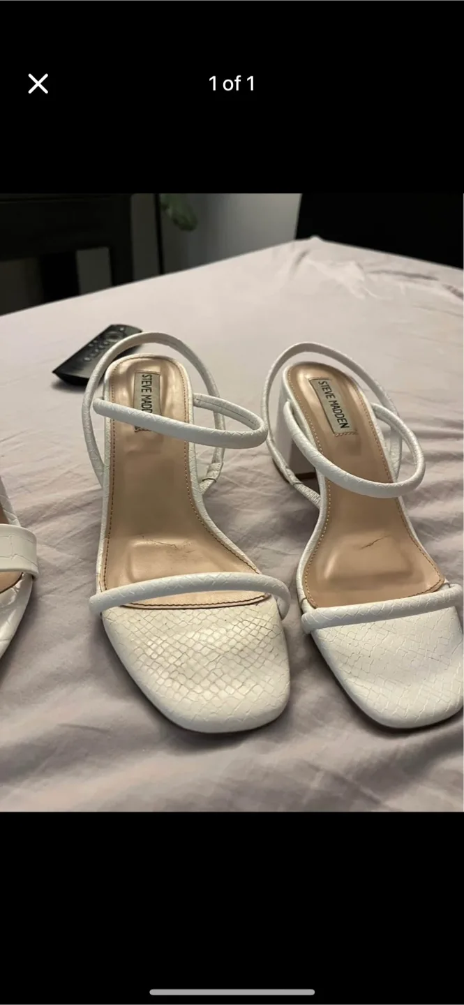 Steve Madden White Heeled Sandals thumbnail