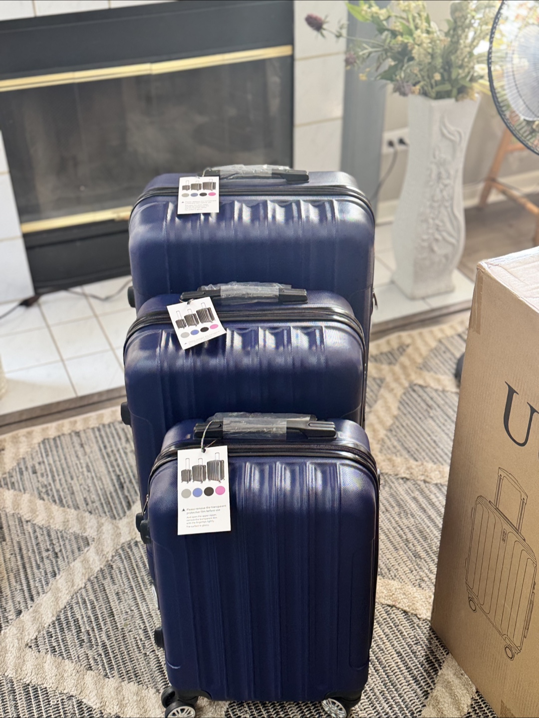 Blue Luggage Set of 3 TSA LOCKS AND SPINNER WHEELS