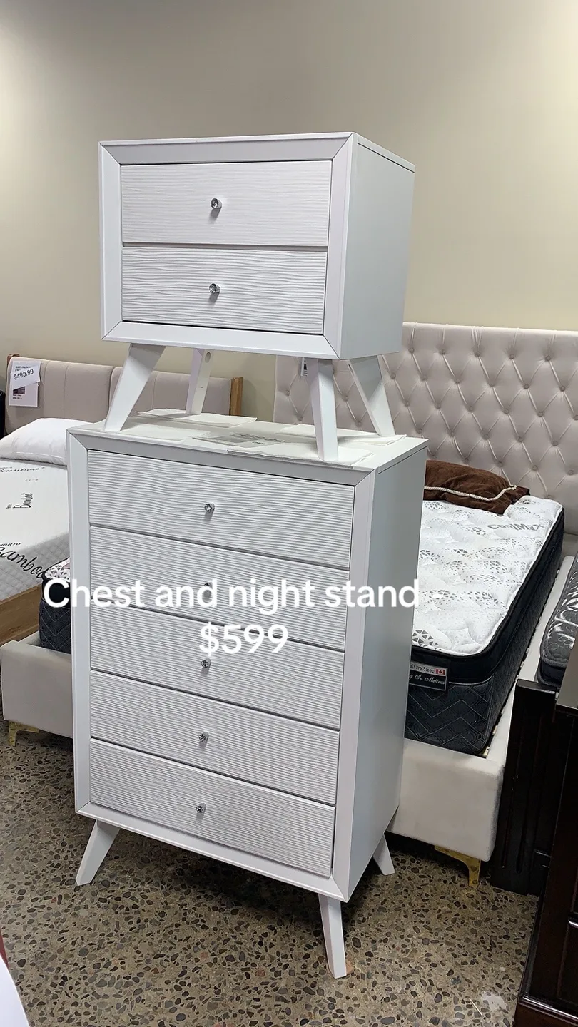 White Chest and Nightstand Set thumbnail