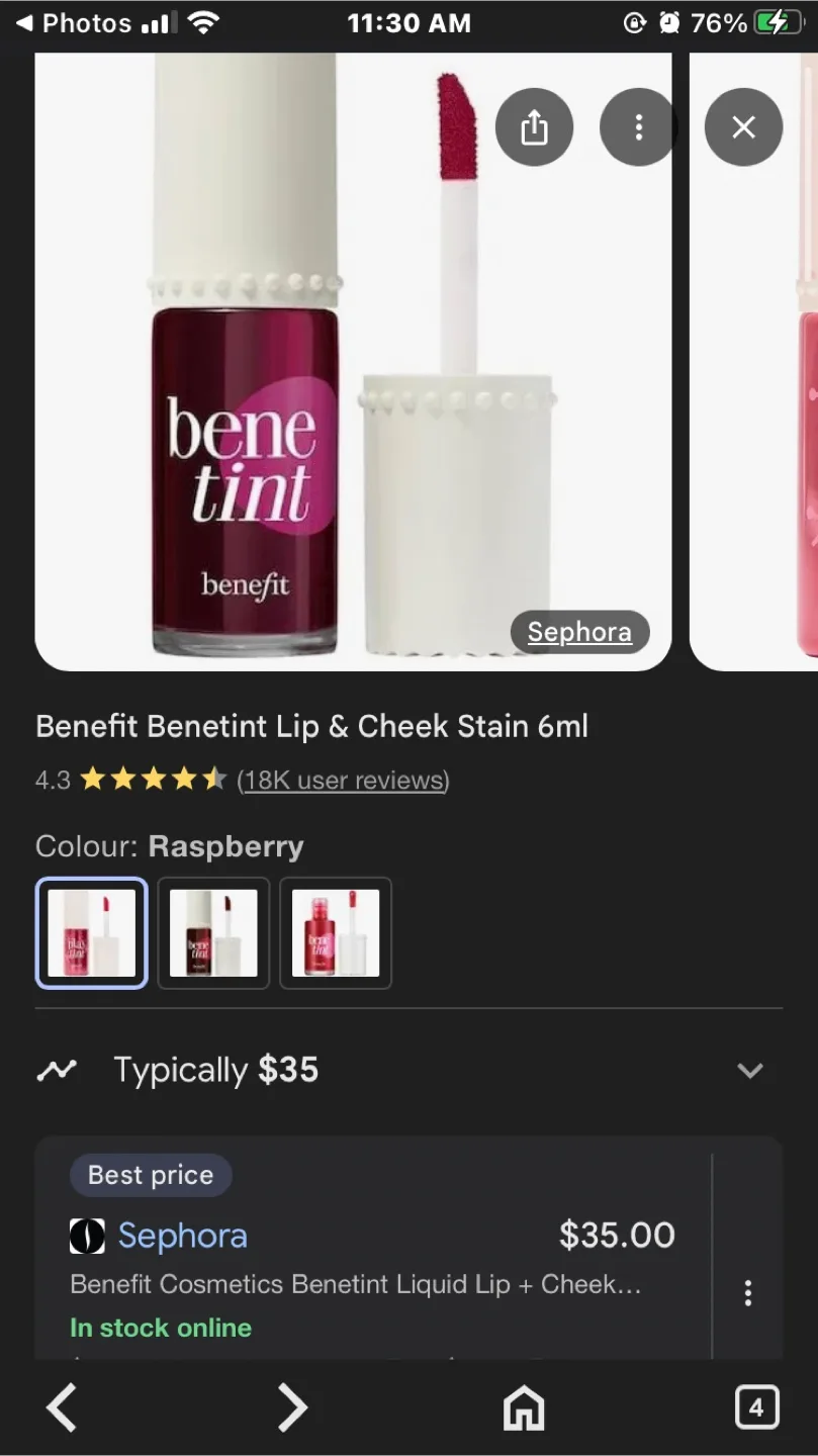 Benefit  Benetint Raspberry Lip and Cheek Stain thumbnail