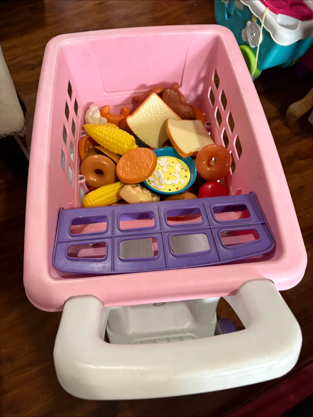 Pink Shopping Cart Toy with Food image indicator(3)