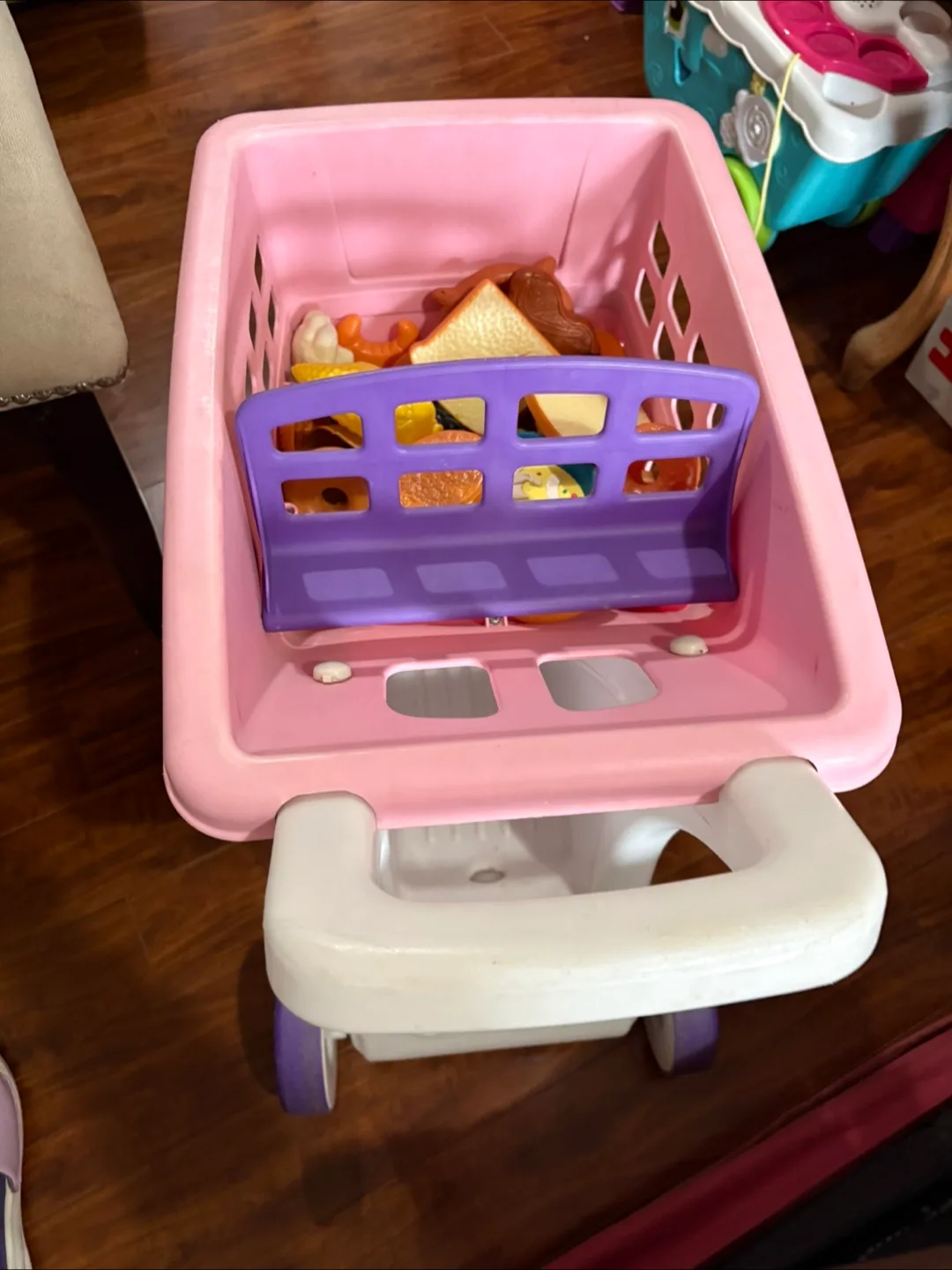 Pink Shopping Cart Toy with Food image indicator(6)