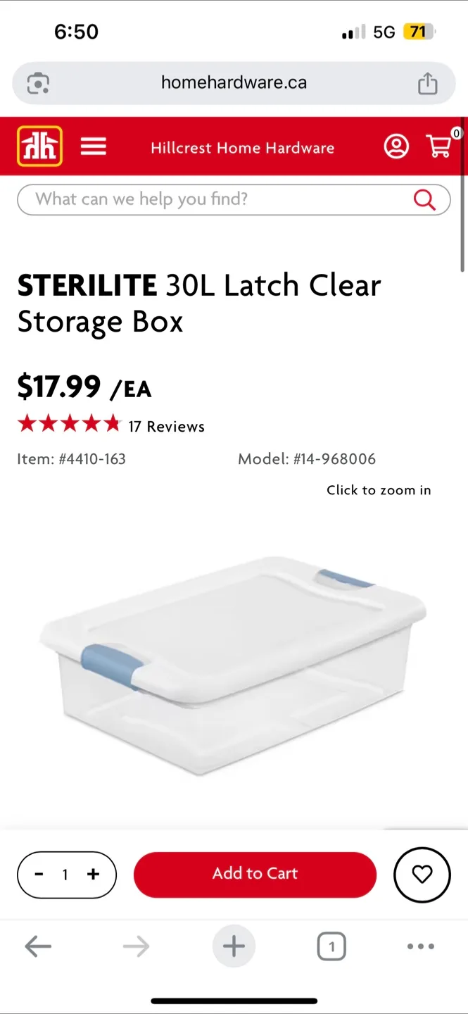 STERILITE 30L Latch Clear Storage Box image indicator(2)