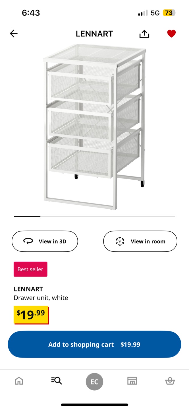 LENNART White Drawer Unit