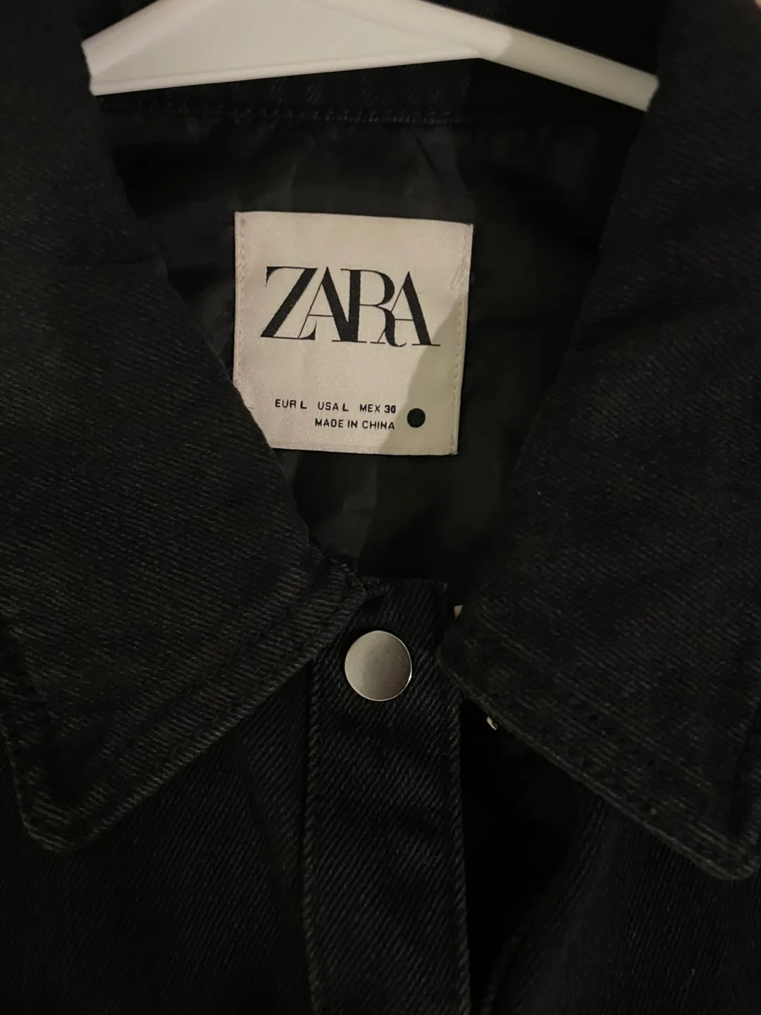 Zara Black leather jean Jacket image indicator(2)
