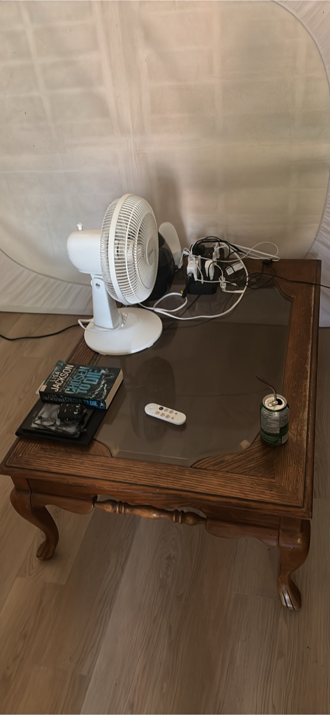 Wooden Coffee Table with Glass Top