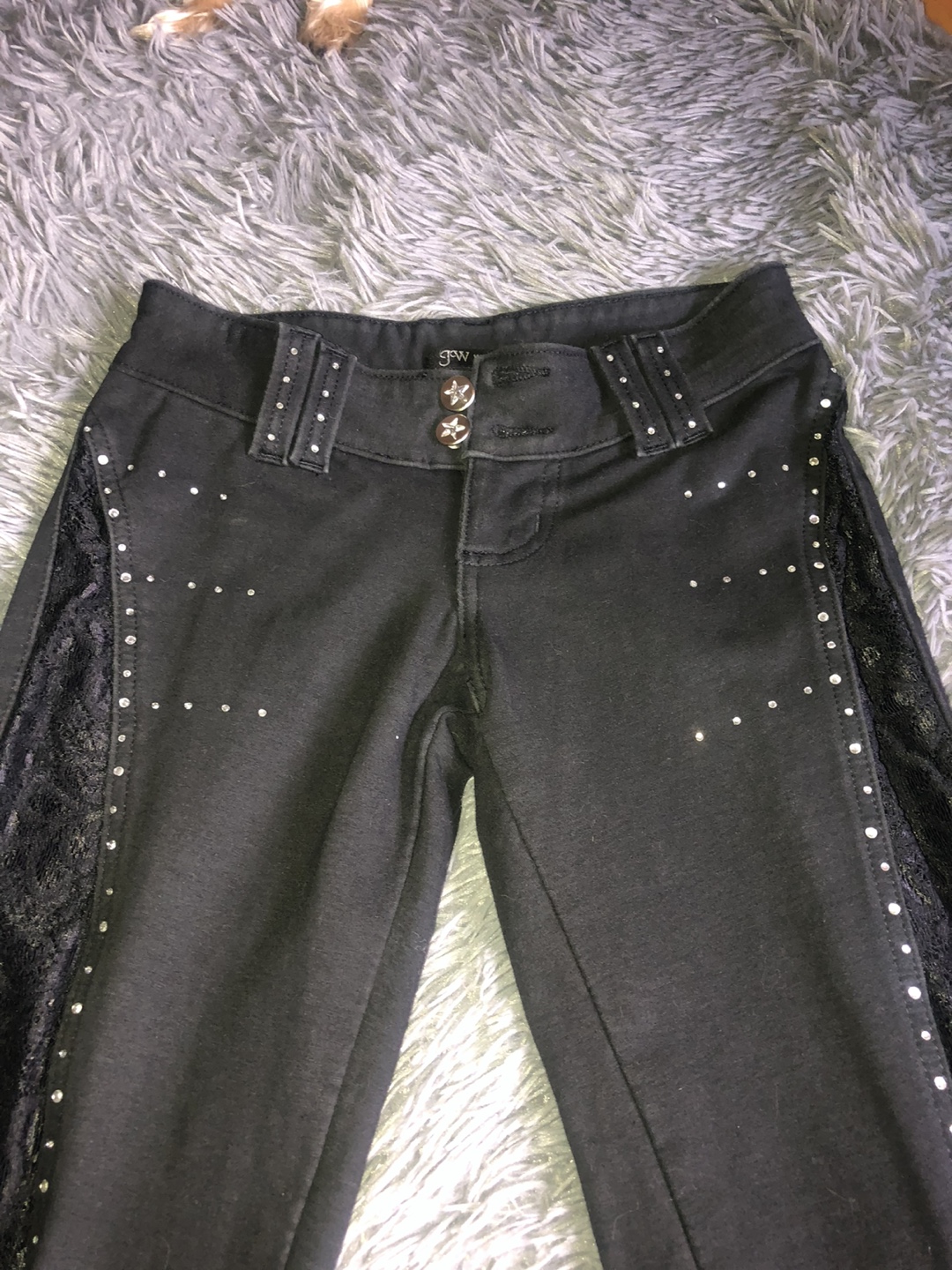 Black JW Maxx rhinestone/lace pants - photo 4