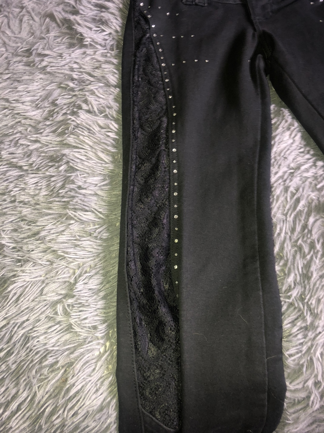 Black JW Maxx rhinestone/lace pants - photo 3