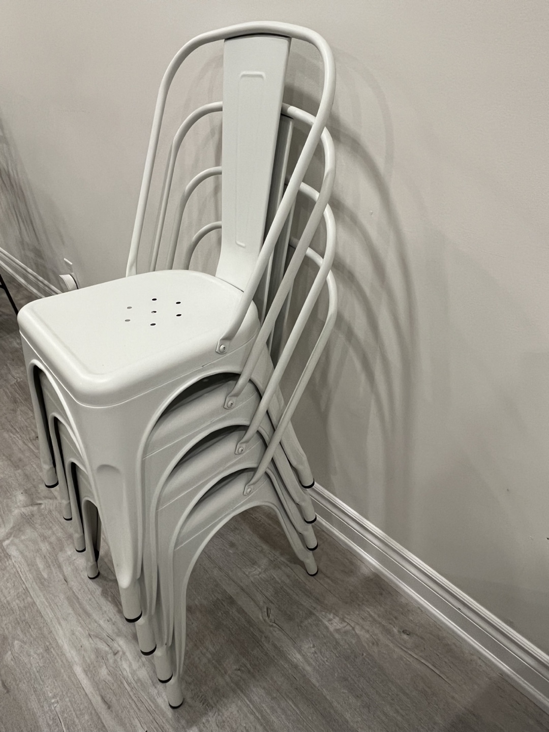 White Metal Chairs Set of 4