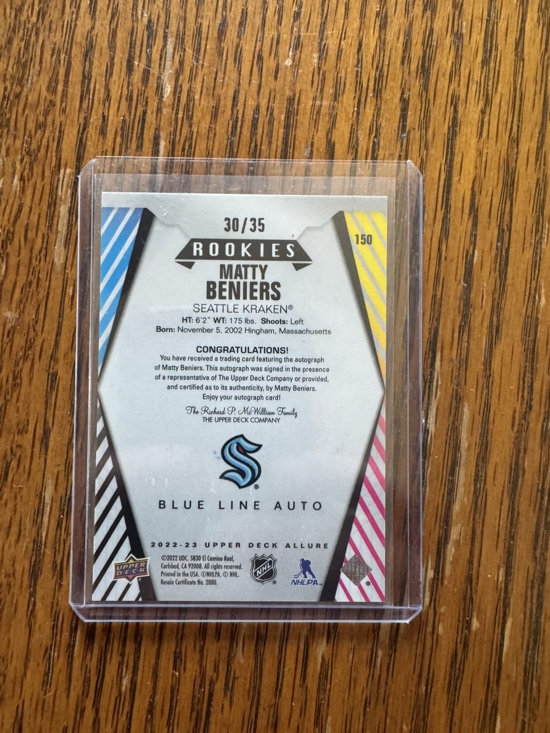 Matty Beniers Rookie Card with Signature - photo 2