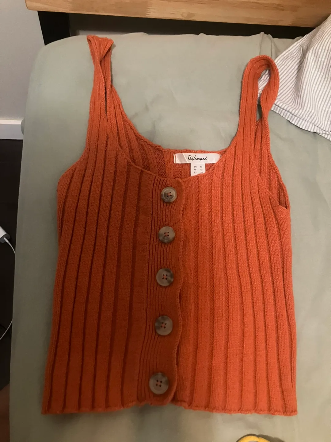 Orange Ribbed Tank Top thumbnail