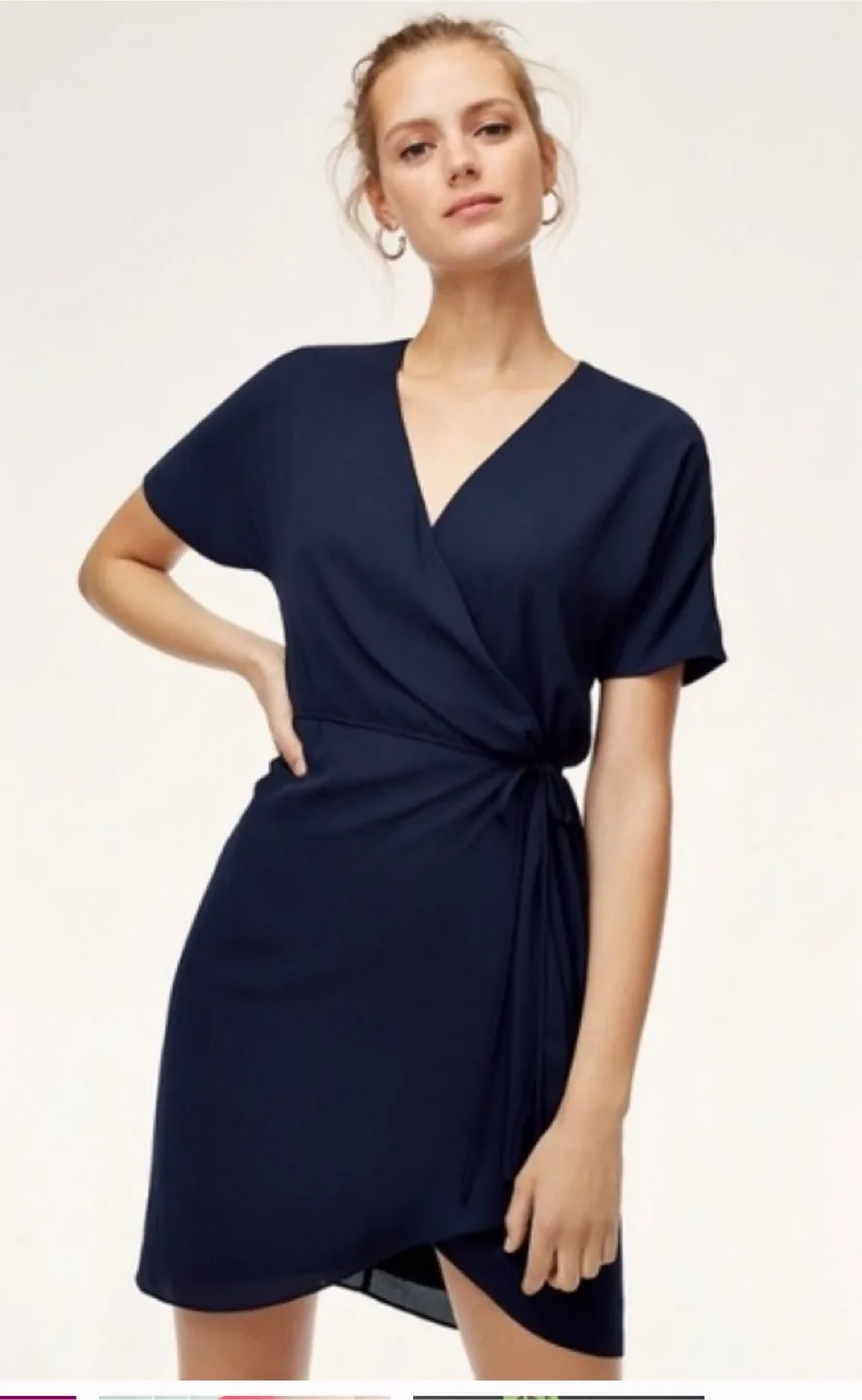 Babaton/Aritzia navy blue wrap dress XXS thumbnail