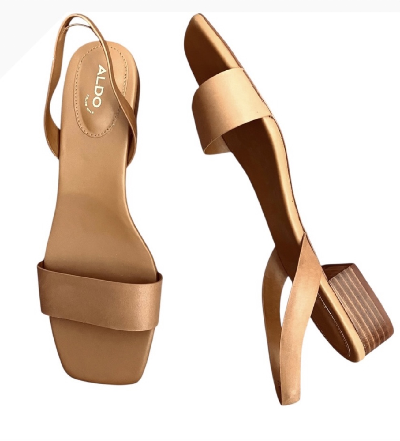 ALDO Pillow Walk Slingback Sandals Block Heel Tan Size 11 - photo 3