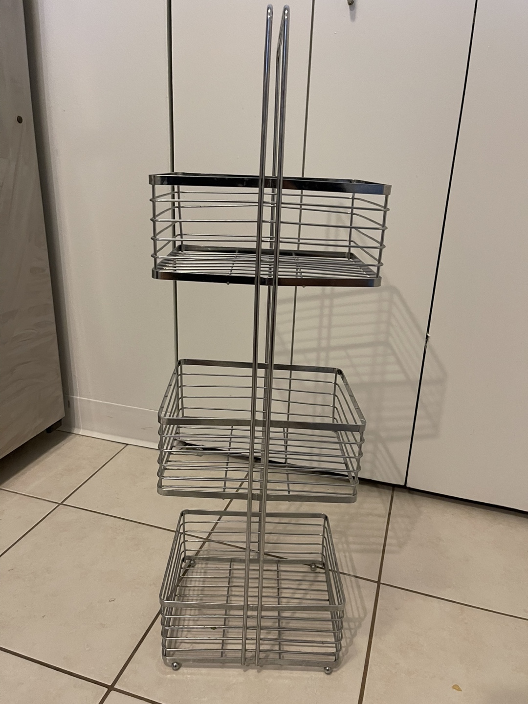Silver Three-Tiered Storage Basket