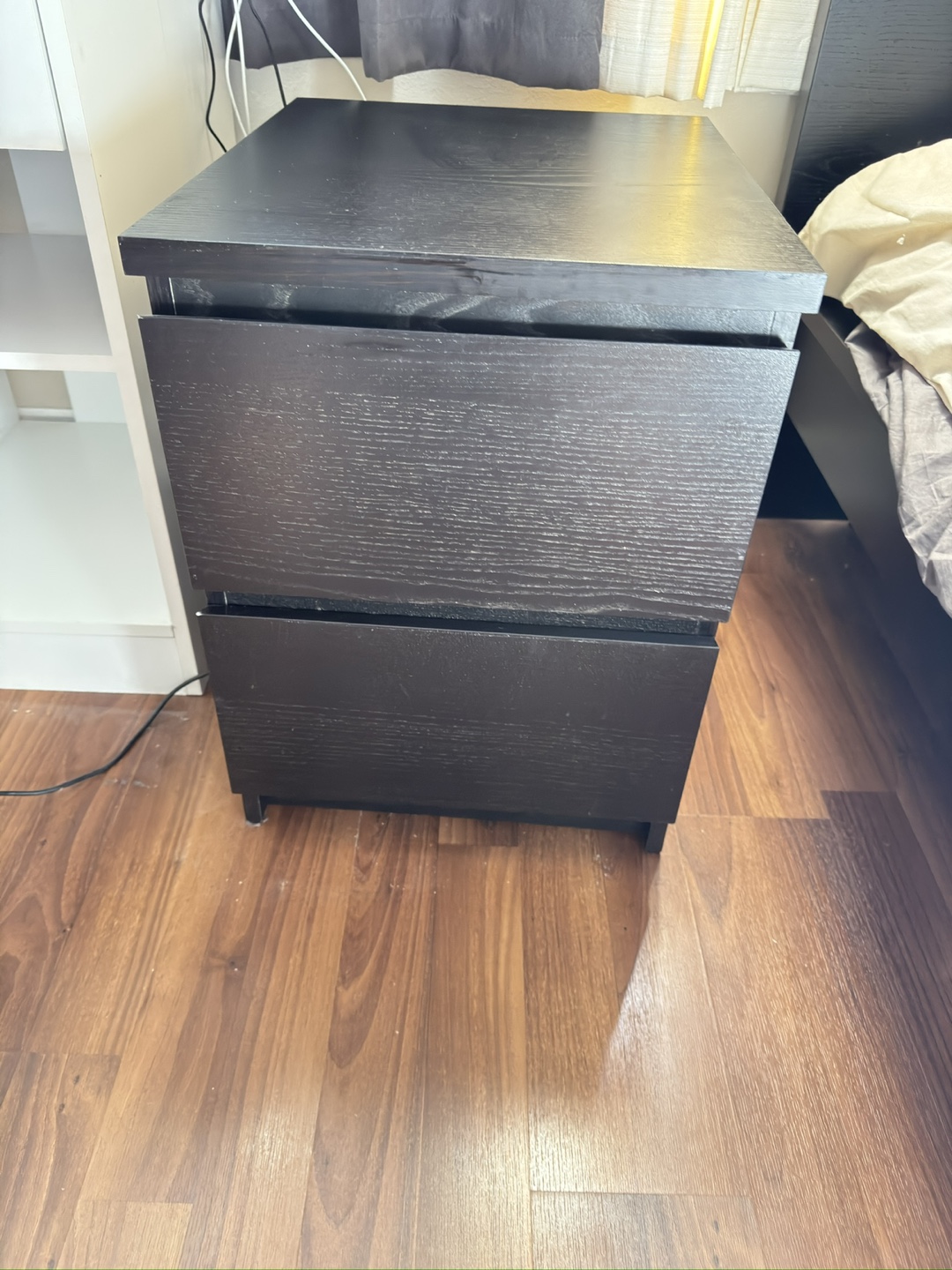 IKEA MALM Black-Brown Bed Frame with single Nightstands - photo 2