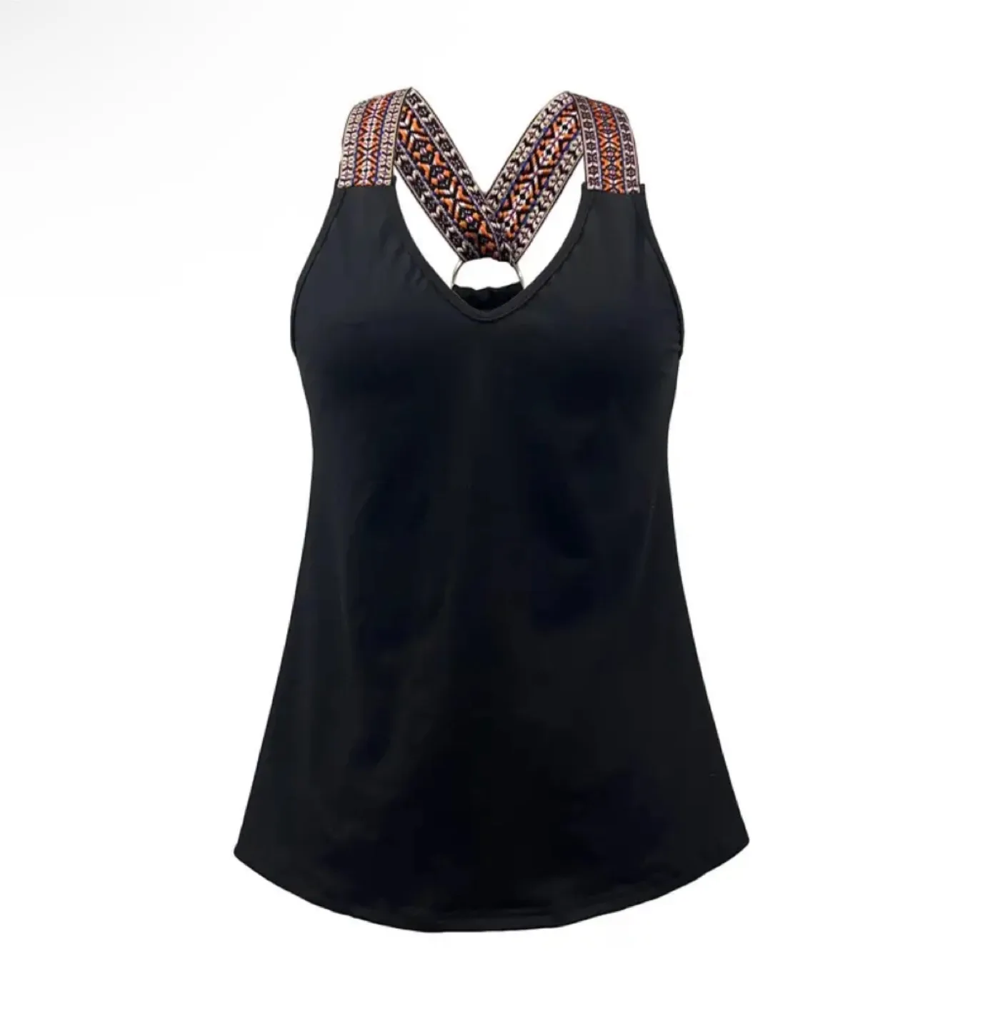 Black Embellished Open-Back Womens Tank Top image indicator(2)