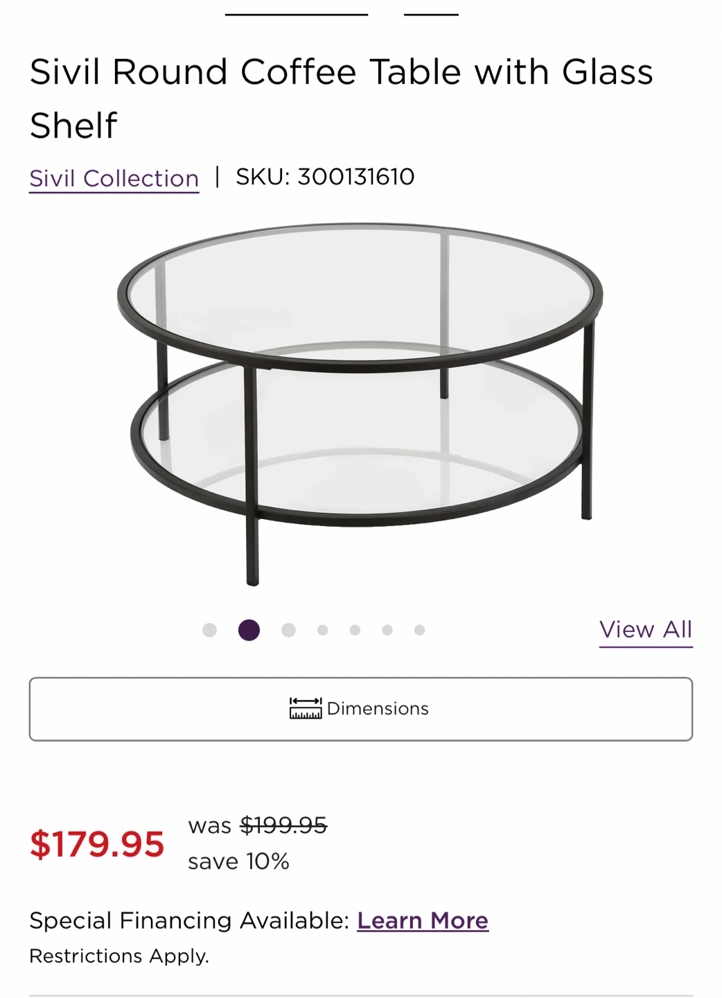 Round Coffee Table with Glass Shelves - photo 3