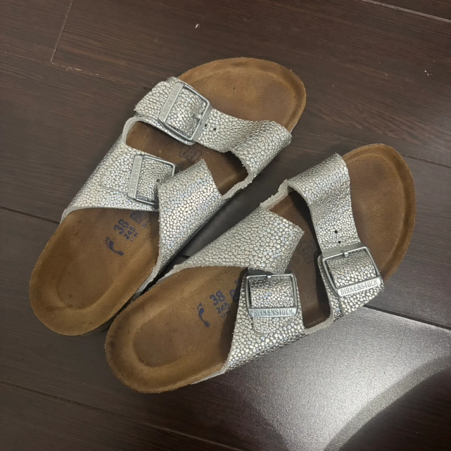 Birkenstock Arizona Pebble Metallic Unisex Sandals 38 thumbnail