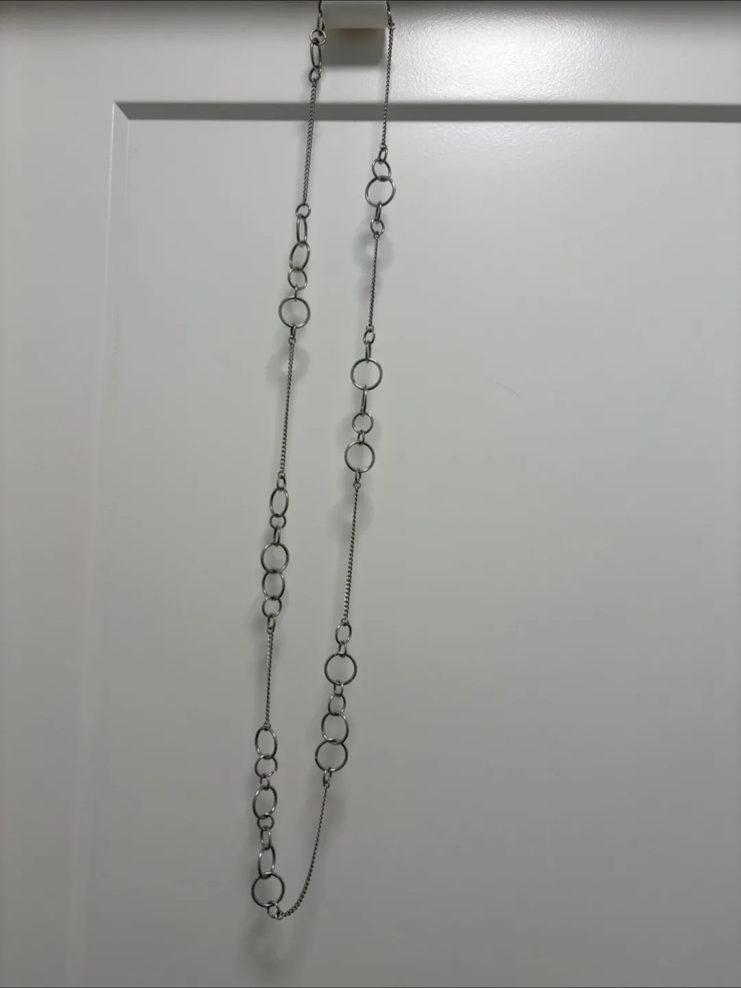 Silver Circle Chain Necklace - long thumbnail