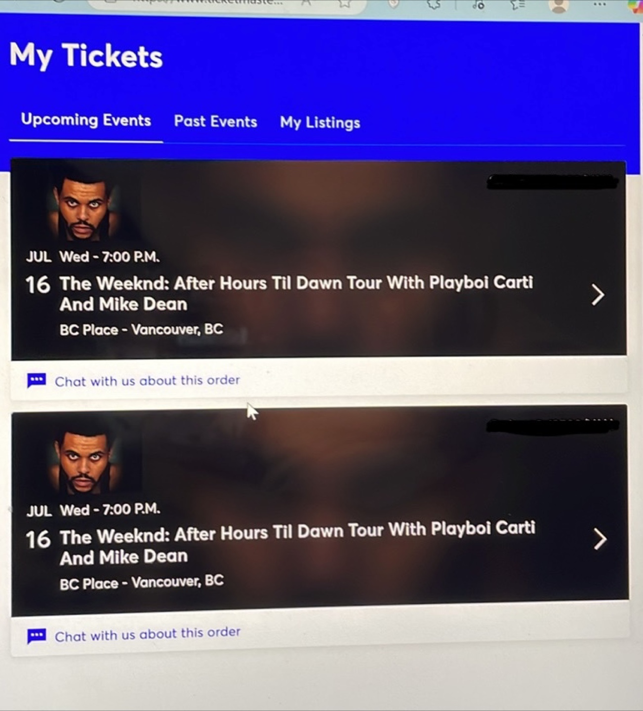 2 The Weeknd Concert Tickets - Vancouver