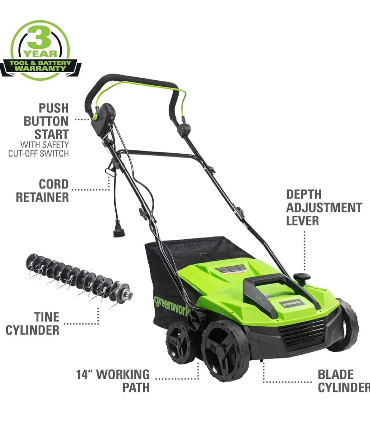 Greenworks DHA103 Lawn Dethatcher thumbnail