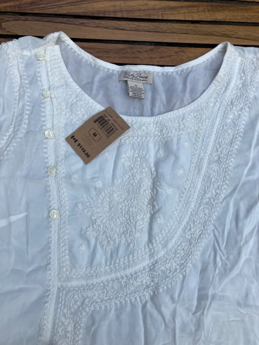 Lucky Brand Embroidered White Blouse - New image indicator(2)