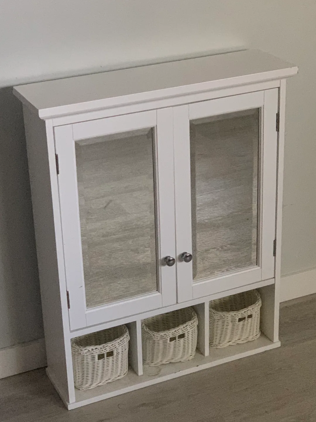 White Wall Mounted Cabinet with Mirrors thumbnail