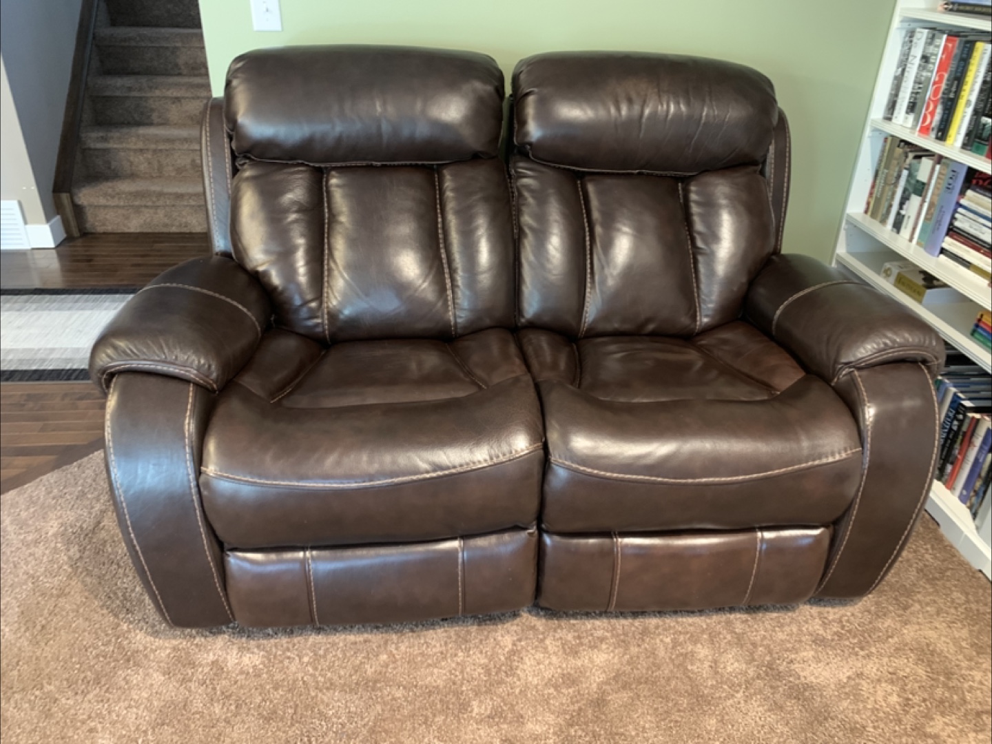 Brown Leather Reclining Couch and Love Seat - photo 2