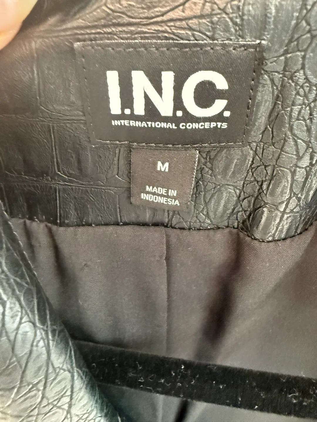 I.N.C. Black Faux Leather Jacket - Medium image indicator(2)