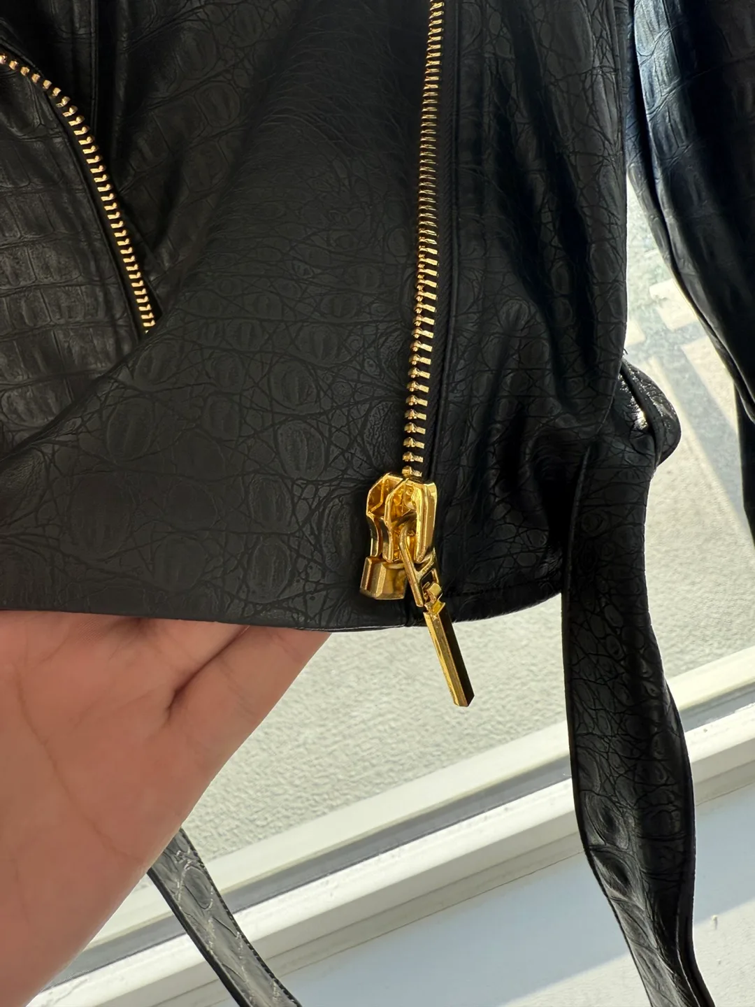 I.N.C. Black Faux Leather Jacket - Medium image indicator(4)